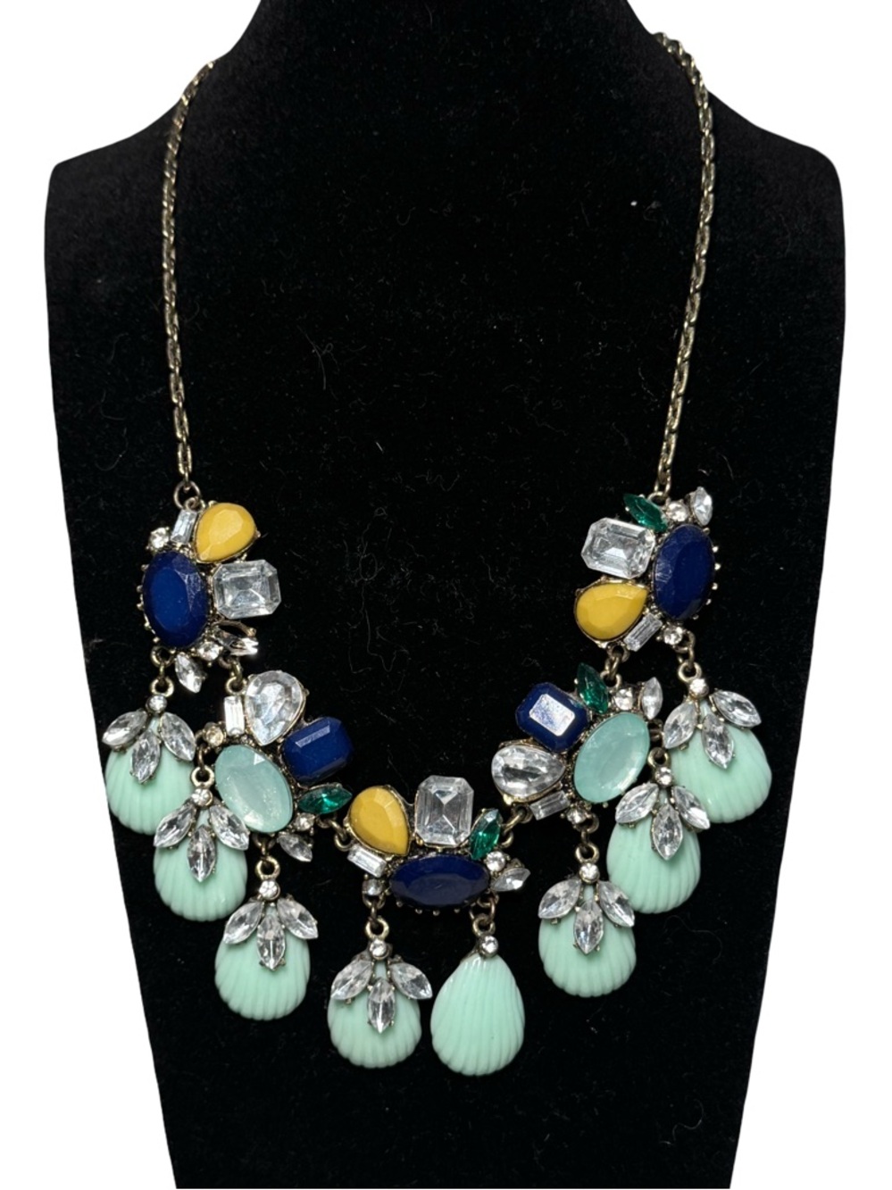 ☀️💧✨Statement Multi-Color Bib Necklace - Mint,‎ Navy & Yellow✨💧☀️